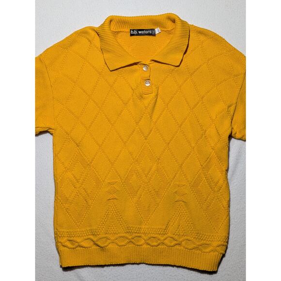 b.b. waters Vintage Yellow Knit Short Sleeve Polo – Small Made in USA - Picture 2 of 9